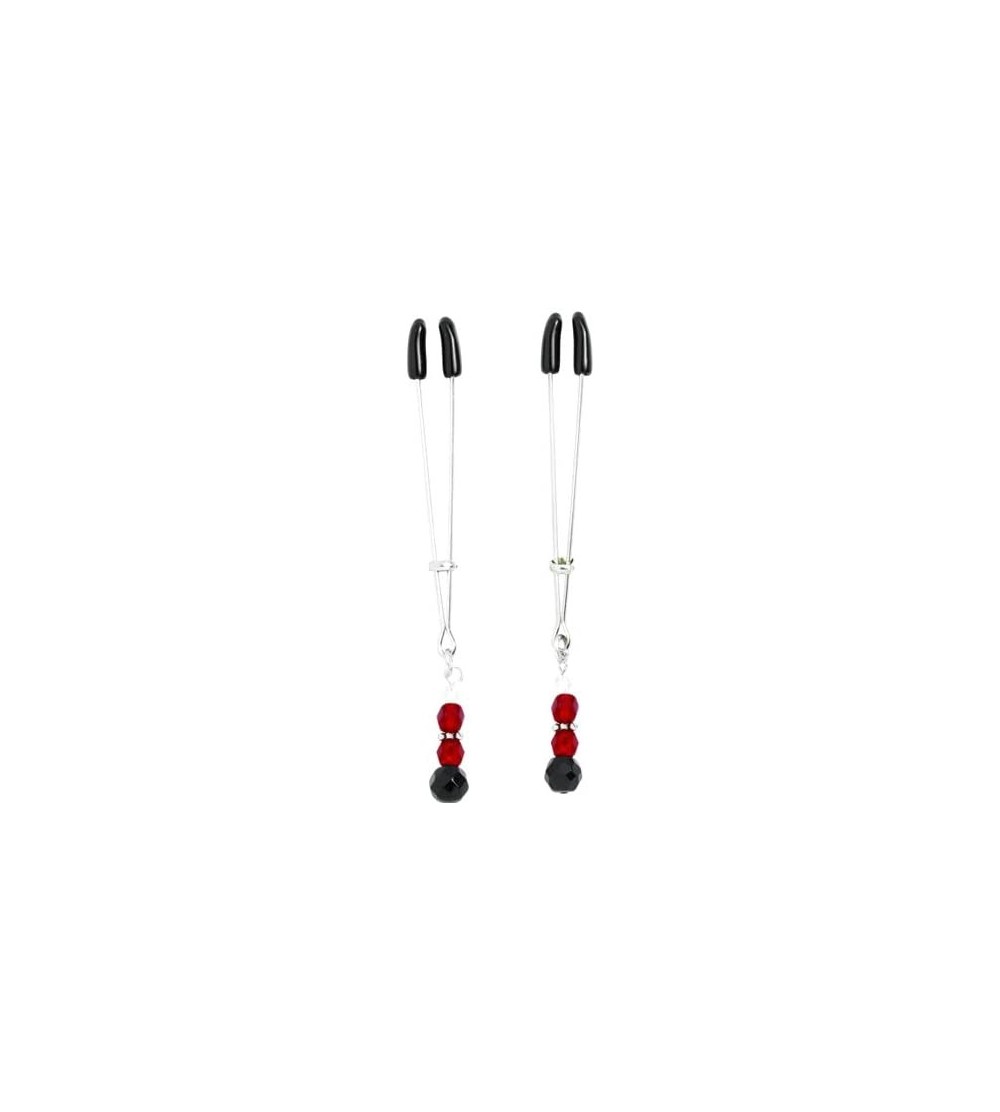 Nipple Toys Beaded Nipple Clamps with Tweezer Tip- Red - Red - CY112BTD7Y1 $12.83