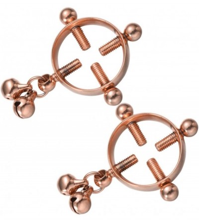 Nipple Toys 2PCS Stainless Steel Nipple Clamps Non-Piercing Nipple Clip Flirting Toy for Lover (Rose Golden) - Rose Golden - ...