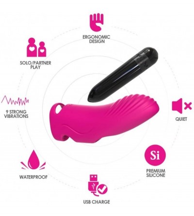 Vibrators Bullet Vibrator with Finger Silicone Sleeve- Adult Toys Powerful Rechargeable with 9 Vibration Modes Stimulator Cli...