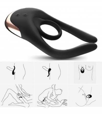 Penis Rings Electric Shock Penis Ring Vibrator- Silicone Wireless Remote Control Cock Ring with 10 Vibration Modes & 10 Elect...