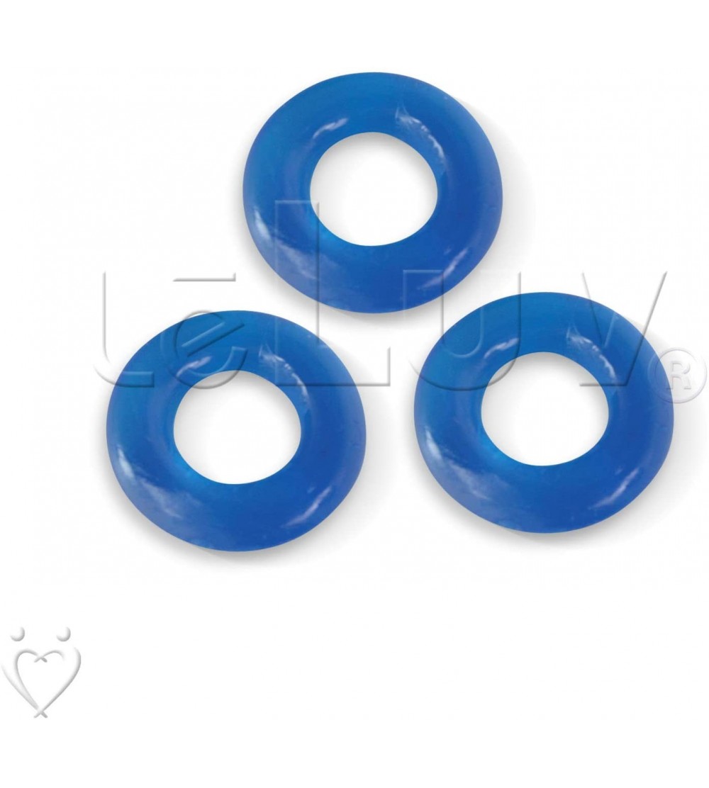 Penis Rings Penis Ring Set of 3 TPR Donut Blue - 1.5 cm / 0.6 Inch Inner Diameter - Blue - C9189XYAL8C $8.85