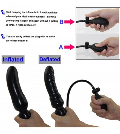 Anal Sex Toys Adults Inflatable Pump Latex Solid Dildo with Plug Latex Masturbation (One size- Black) - Black - C412LP32SXJ $...