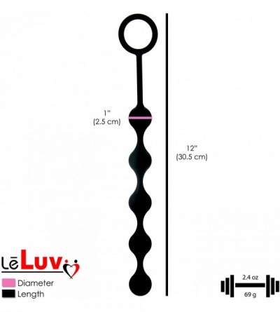 Anal Sex Toys Smooth Silicone Row of 5 Anal Beads with Handle Black - Black - CG18I2GCU42 $9.48