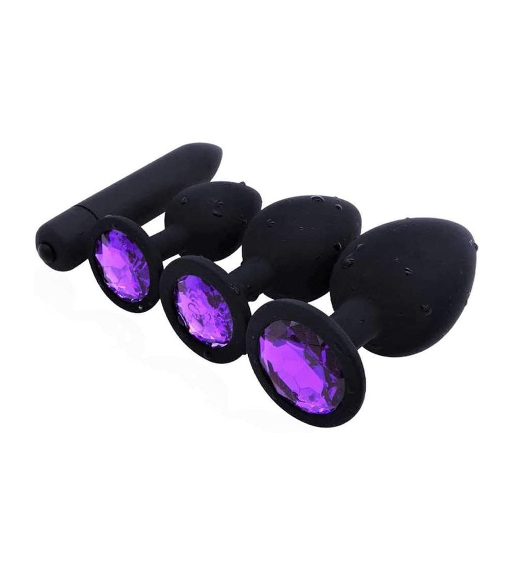 Anal Sex Toys 4pcs/Set Beads Silicone Análes Plugs Adult Toys Personal Games Massager (Black) - Black - CR192M84GI2 $17.86