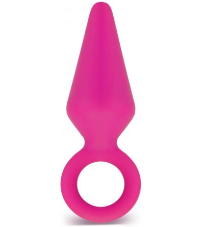 Anal Sex Toys Large Platinum Silicone Anal Butt Plug - Pull Ring - CG11MX9ND61 $12.66