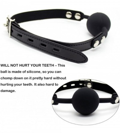 Gags & Muzzles SM Silicone Ball Gag with Lock Leather Strap BDSM Adult Sex Toys Bondage Kit Restraints Play (1.5in Ball- Blac...