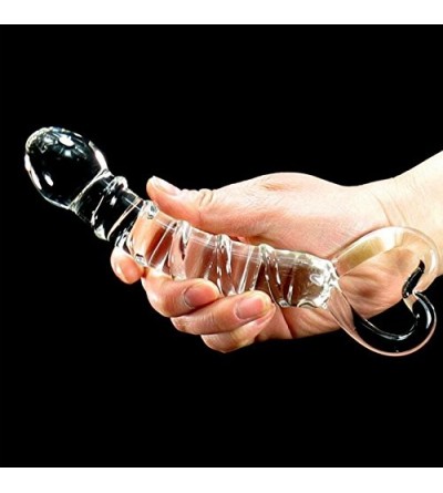 Dildos Glass Dildo with Heart Ring Pleasure Wand Crystal Penis G spot Erotic Toy Anal Stimulate Toy for Men Women Product - C...