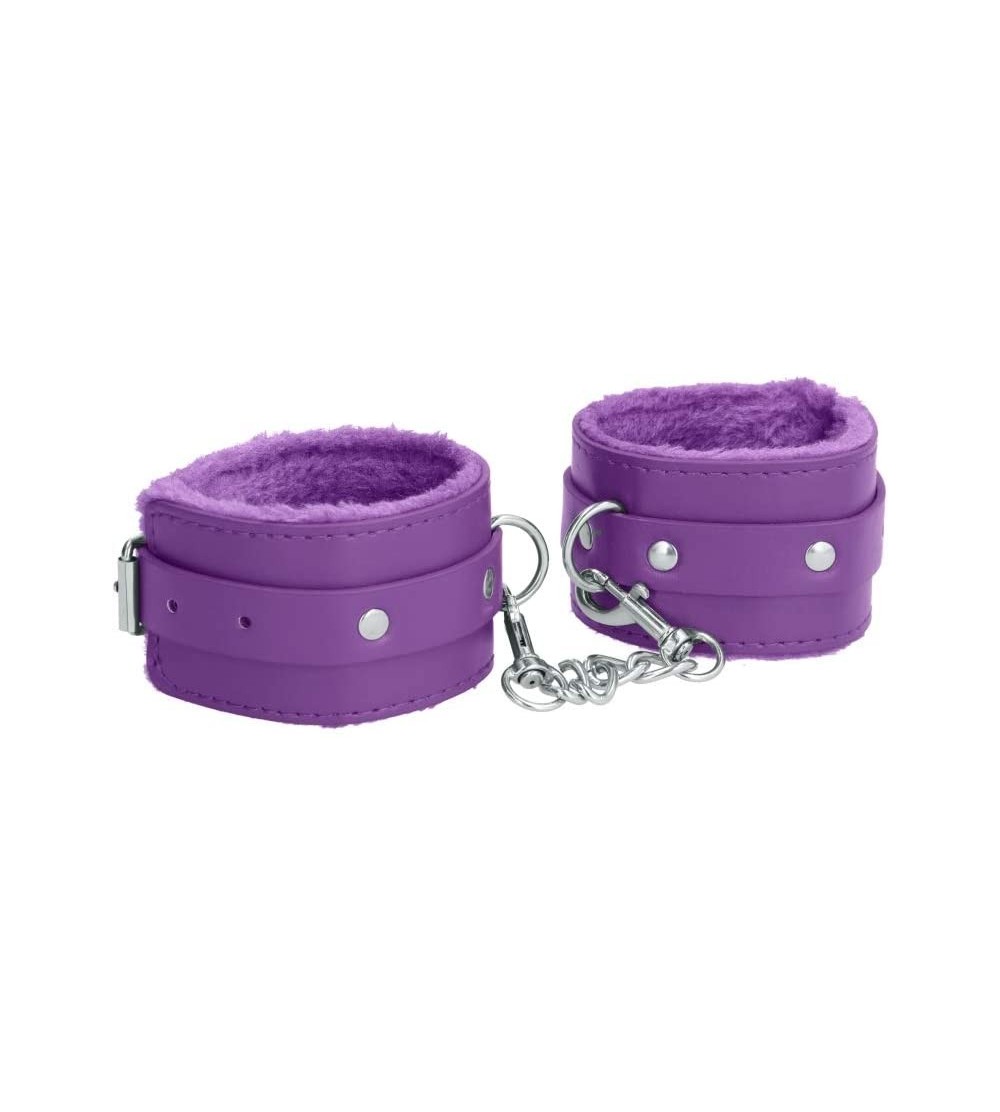 Restraints Plush Leather Ankle Cuffs (Purple) - CE18GN0I2G7 $9.90
