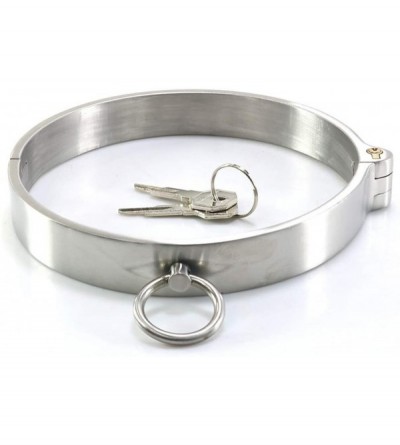 Restraints Adult Stainless Steel Neck Collar Cuff - BDSM Restraint Bondage Toys with Lock - Metal Fetish Toys with O Ring SM ...