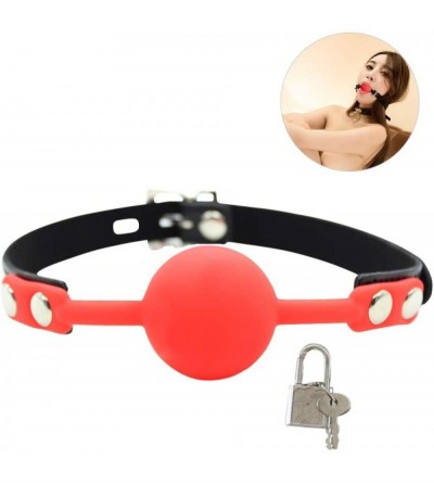 Gags & Muzzles Red Mouth Ball Gag Harness Mouth Restraints Adult Products with Lock - CI11SY9GRET $20.88