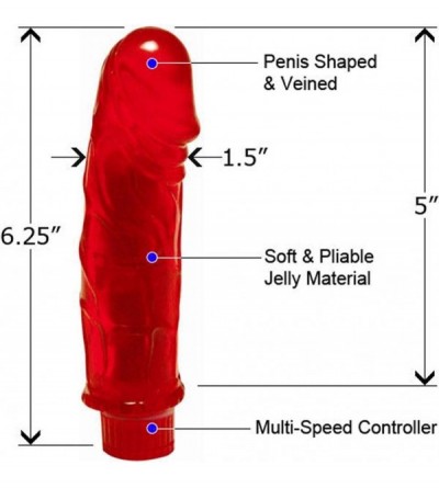 Vibrators Vibrating Waterproof Jelly Cock 6 Inch Romantic Red - Red - C8110JAOGI9 $5.69