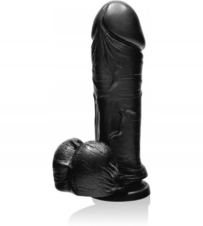 Dildos Thick Cock with Balls and Suction- Black- 8 Inch- 26.88 Ounce - Black - CQ1157AN2KT $31.77
