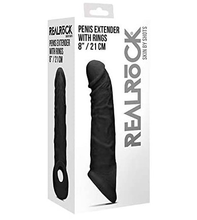 Pumps & Enlargers RealRock - Penis Extender with Rings - 21 cm - Black - CD18XS5M9O3 $12.31