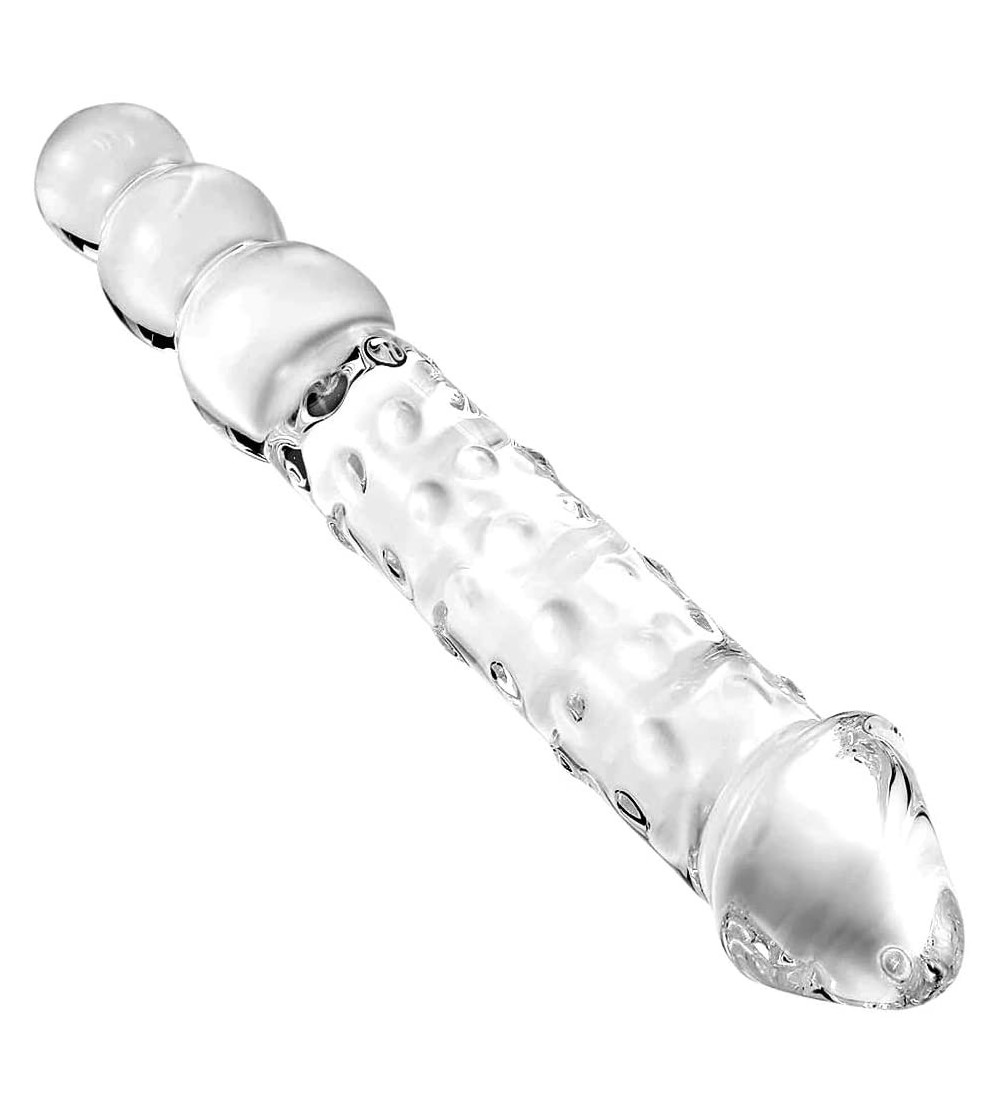 Dildos Glass Dildo- 11.6 inch Crystal G-spot Penis Double-Ended Dildo with 3 Beads Vivid Glans and Bumps- Big and Thick Cock ...