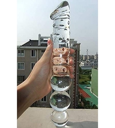 Dildos Glass Dildo- 11.6 inch Crystal G-spot Penis Double-Ended Dildo with 3 Beads Vivid Glans and Bumps- Big and Thick Cock ...