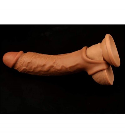 Pumps & Enlargers 8 Inch Ultimate Orgasm Cage Girth Enhancer Extension Sleeve Couple Toy Color Brown - C5196OMT926 $10.40