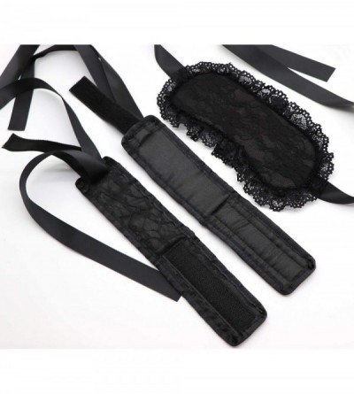 Blindfolds Women Black Lace Eye Cover Blindfold and Handcuffs Role Play Set for Couples - Black - C6193ETY9T2 $7.08