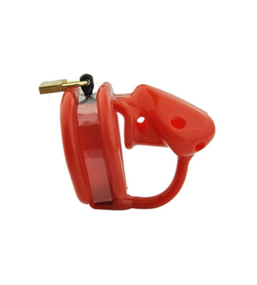 Chastity Devices Male Red Silicone Chastity Cage Device 48 (40mm Ring) - Red - CR12ICLLQ35 $9.78