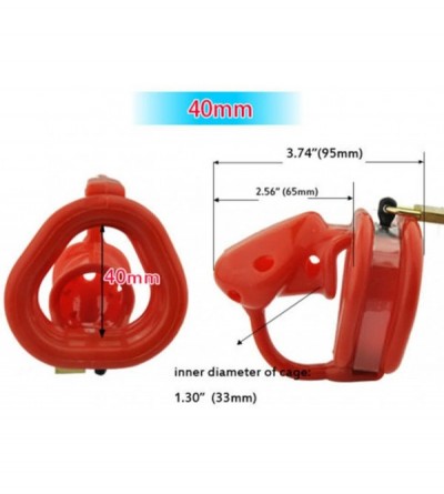 Chastity Devices Male Red Silicone Chastity Cage Device 48 (40mm Ring) - Red - CR12ICLLQ35 $9.78