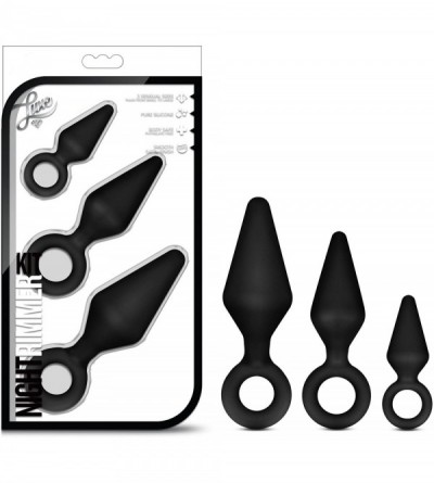 Dildos Luxe Anal Butt Plug Beginner Training Kit Three Sizes Platinum Silicone Buttplugs Sex Toy - Black - Black - CE11SHEYWB...