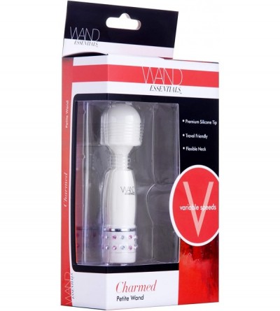 Vibrators Mini 4-Inch Wand Massager with Pink and White Gems - CJ11C3QPPB5 $6.72