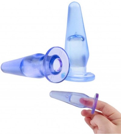 Anal Sex Toys Butt Plug - Translucent Hollowed for Finger Insertion - Blue - CQ11WH8EZJR $19.82