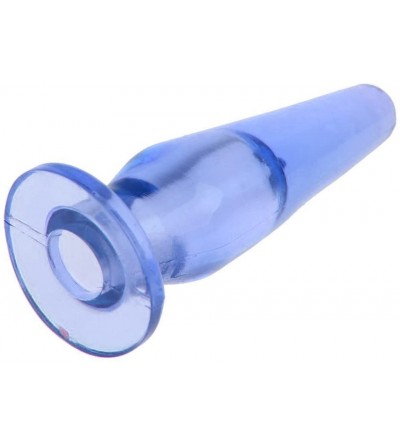 Anal Sex Toys Butt Plug - Translucent Hollowed for Finger Insertion - Blue - CQ11WH8EZJR $9.91
