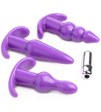 Vibrators 4 Piece Vibrating Anal Plug Set- Purple - CR18LLLSSZT $18.15