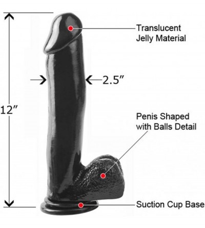 Dildos Giant 12 Inch Dong with Suction Cup- Black - CE11BIRHKGD $22.46