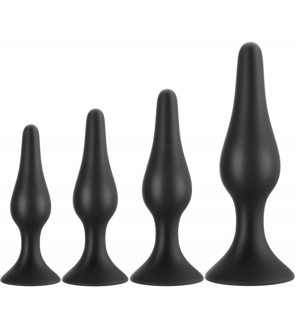 Anal Sex Toys 4 Pieces Silicone Toys Black Bar Base Kit Stimulator Trainer Kit for Men Women - CB196G566WQ $14.24