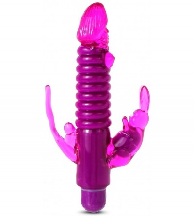 Dildos Wireless 8 Inch Ribbed Rabbit Vibrator with Anal Tickler - Violet - Waterproof Multispeed Vibrating Dildo - Rated 1 Vi...