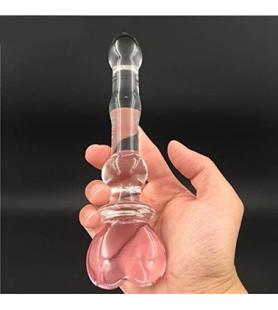 Dildos Pink Heart Glass Dildo for Women Crystal Masturbator for Female for Vaginal and Anal Stimulation Glass Pleasure Wand L...