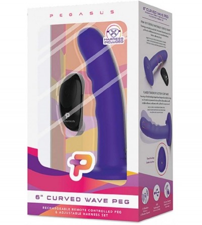 Dildos Pegasus 6" Rechargeable Curved Wave Peg w/Adjustable Harness & Remote Set - Purple - CE18AALX4AH $40.67