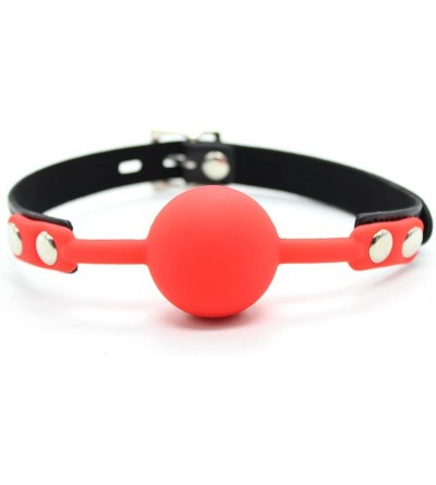 Gags & Muzzles SM Silicone Ball Gag with Lock Leather Strap BDSM Adult Sex Toys Bondage Kit Restraints Play (1.5in Ball- Red+...
