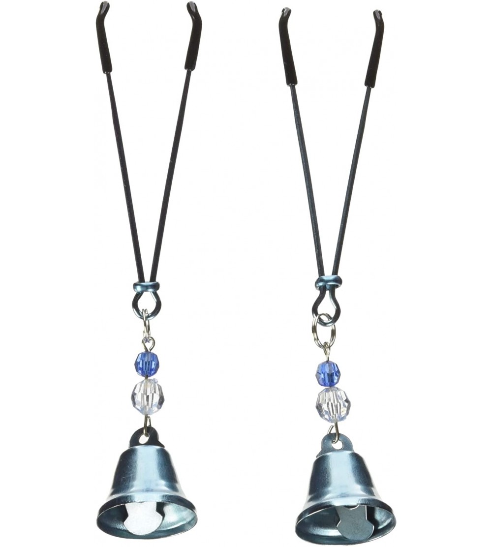 Restraints Nipple Tweezer Clamps with Beads & Bell- Blue - Blue - CV113KWXZLD $11.88