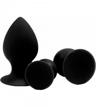 Anal Sex Toys Silicone Anal Sex Toy-Unisex Anal Trainer Kit Butt Plug Set (Three-Piece Suit) (Black) - Black - C112MY8THFN $2...