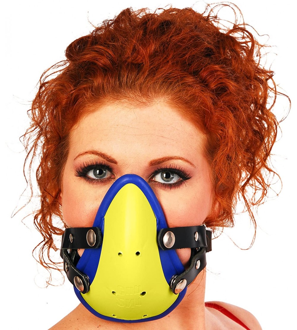 Gags & Muzzles The Original - Cup Muzzle Gag - Black Leather (Yellow) - Yellow - CU188XGG4M3 $38.13