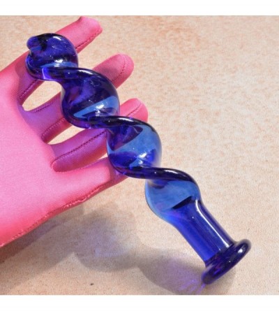 Anal Sex Toys Spiral Shape Blue Glass Dildo Crystal Anal Butt Plug Adult G-Spot Stimulation Clitoral Massager Sex Product for...