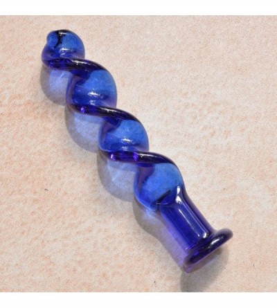 Anal Sex Toys Spiral Shape Blue Glass Dildo Crystal Anal Butt Plug Adult G-Spot Stimulation Clitoral Massager Sex Product for...