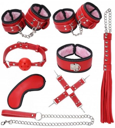 Restraints 8Pcs Faux Leather Blinder Hand Foot Cuff Whip Rope Neck Collar Sex BDSM Toys Set- Special Bundled Binding Set New ...