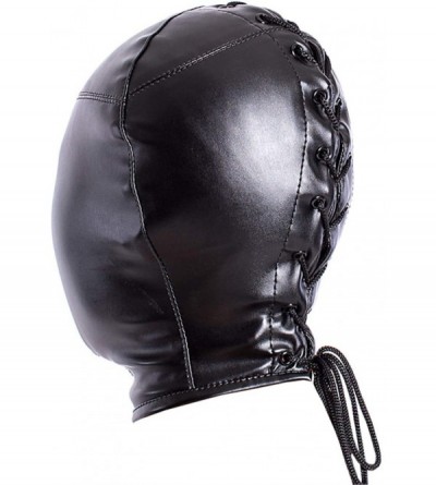 Gags & Muzzles Leather Bondage Gimp Mask Hood- Full Face Blindfold Breathable Restraint Head Hood- Sex Toys- for Unisex Adult...