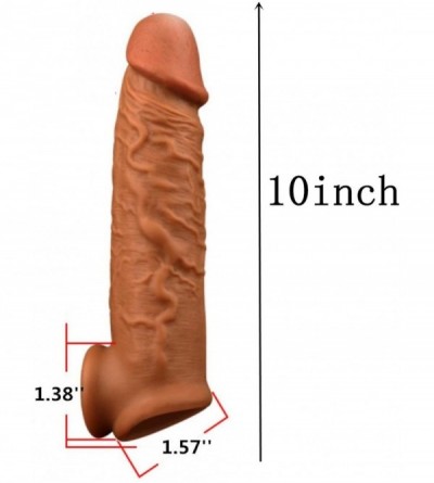 Pumps & Enlargers 2020 Extra Large 10 Inch Brown Silicone Pên?ís Sleeve for Men Large Extension Cóndom Thick and Big Extra La...