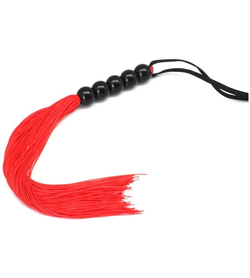 Paddles, Whips & Ticklers Rubber Sex Flogger Whip - Beginners Super Soft 15 Inch Flogger Whip for Sex Adult (Red) - Red - CX1...