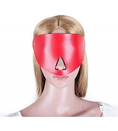 Blindfolds Bondage Restraint Leather Blindfold Fetish Eye Mask Blindfold Open Nose Mask (red) - Red - CY193MYSCYU $22.02