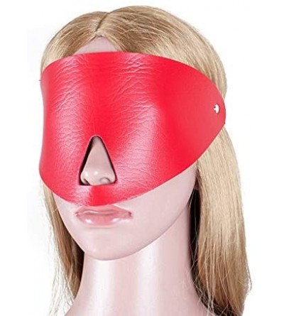 Blindfolds Bondage Restraint Leather Blindfold Fetish Eye Mask Blindfold Open Nose Mask (red) - Red - CY193MYSCYU $9.82