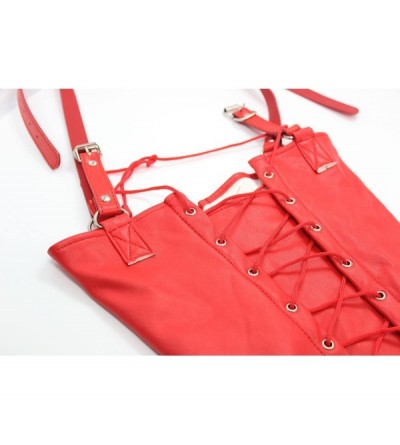 Restraints Handcuffs Back Leather Handcuffs Red Black Leather Buckle Stage Role Playing Props - red - C919890UILX $18.93