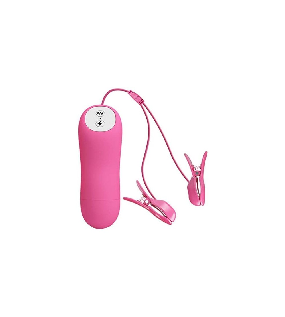 Nipple Toys Romantic Wave Electro Shock Vibrating Nipple Clamps Pink - CH18SK2WK9H $20.39