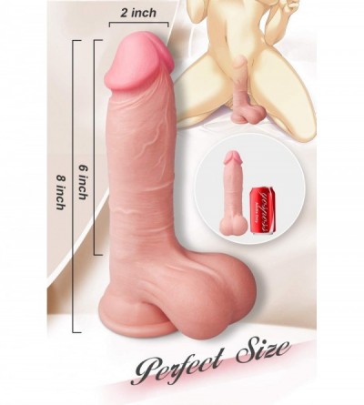 Dildos 8 Inch Realistic Dildo with Moving Foreskin- Ultra-Lifelike Girthy Penis with Strong Suction Cup for Hands-Free Play- ...