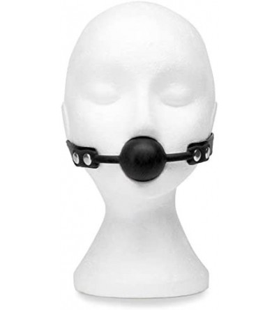 Gags & Muzzles Medium Bite Ball Leather and Silicone for Women Men- Black - C318GQO5YTY $8.48