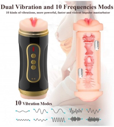Male Masturbators Electric Pocket Pussy Adult Sex Toys Male Masturbator 2-in-1 Artificial Silicone Vagina and Oral Masterbrat...